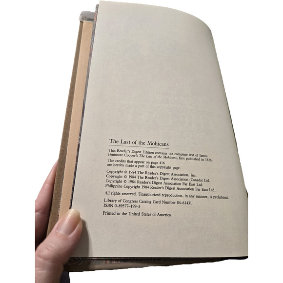 The Last of the Mohicans James Fenimore Cooper Reader's Digest Classic - Picture 3 of 6
